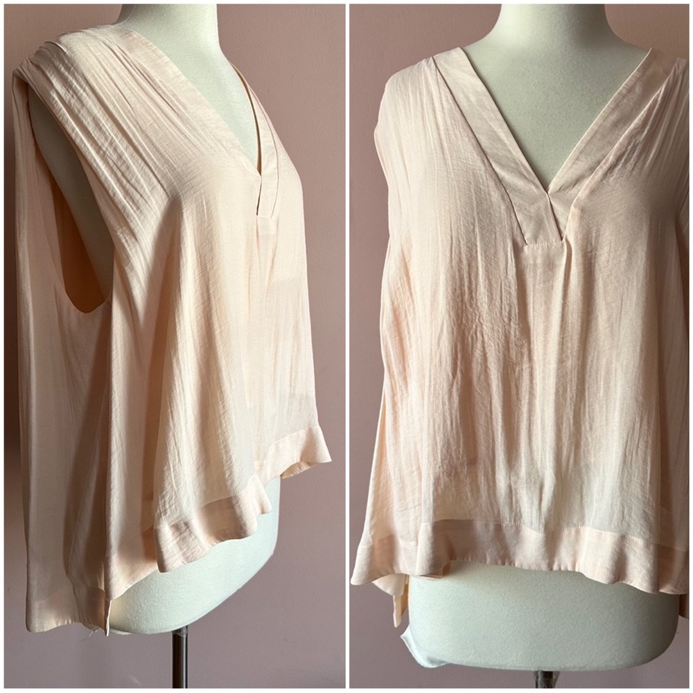 Free People Flowy Blush Pink Trapeze Tent Top Blouse Shirt